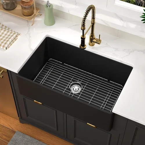 Miniatura 21 de Fregadero de 33 unidades de arcilla refractaria de 33 x 20 x 10 pulgadas, color blanco, fregadero de cocina de porcelana de cerámica, estilo casa