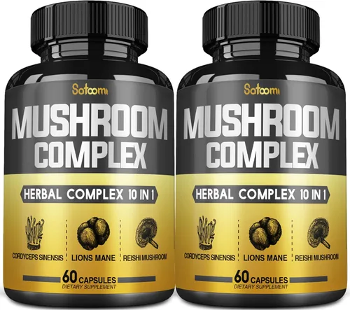 Miniatura 10 de Satoomi Complejo de suplementos de hongos 10 en 1 - Melena de león, Cordyceps, Reishi, Chaga - Suplementos cerebrales para la memoria