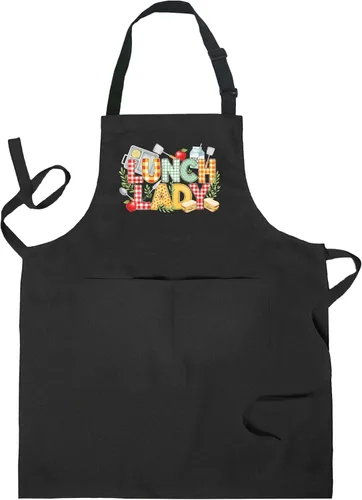 Miniatura 8 de Delantales de Señora del Almuerzo con Bolsillos, Regalos para Señoras del Almuerzo, Regalos para Trabajadores de Cafetería, Delantal Ajustable