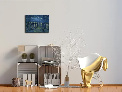 Miniatura 2 de Wieco Art – Noche estrellada sobre el Ródano por Vincent van Gogh pinturas al óleo reproducción, arte moderno Giclee Lienzos lona pared decoración