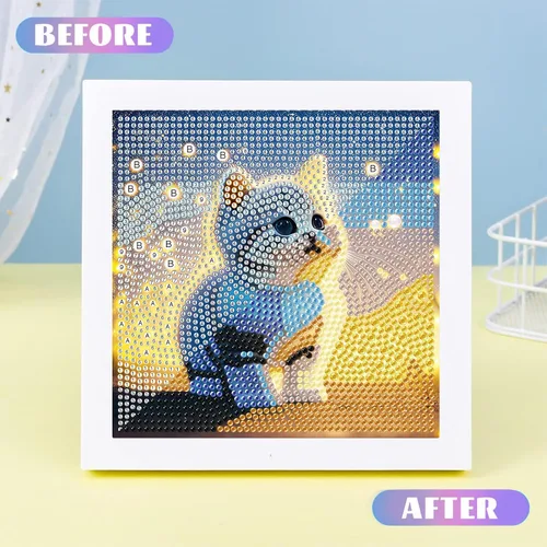 Miniatura 3 de xackcme Kits de pintura de diamantes de gato para niños con marco, arte de diamantes de animales para niños de 4 a 8 a 12 años, kit de pintura