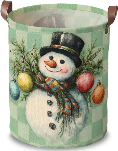 Miniatura 41 de Cesta de lavandería de 15.75 x 15.75 x 19.7 pulgadas, diseño de pingüino de Navidad, plegable, con asas, almacenamiento de ropa sucia