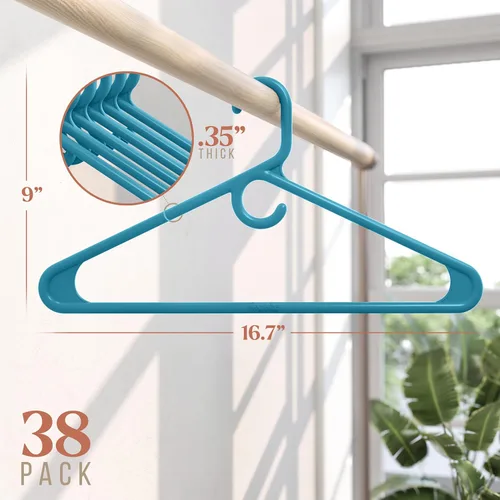 Miniatura 2 de NEATERIZE Perchas de ropa de plástico ultra resistentes - Azul - Perchas duraderas para abrigos, trajes y ropa. Perchas De Ropa