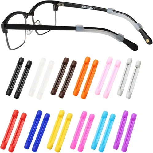 Miniatura 12 de lvvfit Retenedor de silicona suave para lentes de patillas para niños y adultos, retenedores elásticos antideslizantes, Negro