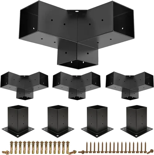 Miniatura 10 de Kit de pérgola - Soportes de 5 vías para vigas de madera de 4 x 4 pulgadas, cenadores, patio y cobertizos