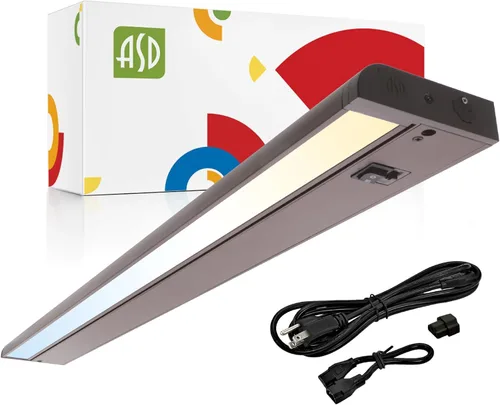 Miniatura 15 de ASD Iluminación LED giratoria para debajo del gabinete color bronce, 24 pulgadas 12W, con cableado o enchufe, 2700K/3000K/4000K, interruptor