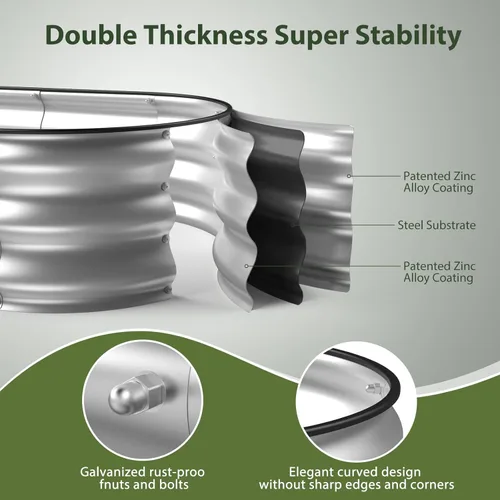 Miniatura 3 de Winpull Kit de cama de jardín elevada, maceta galvanizada de 4 x 2 x 1 pies para exteriores con bordes de seguridad, camas elevadas de metal grandes