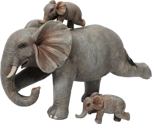 Miniatura 2 de Estatua familiar de elefante de yoga, juego de 3 piezas de figuras para madre y bebés, decoración de buena suerte para el hogar y la oficina