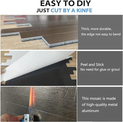 Miniatura 4 de 10 hojas de azulejos despegar y pegar para salpicadero de cocina, azulejos de mosaico autoadhesivos, para pegar en tocadores de baño, decoración