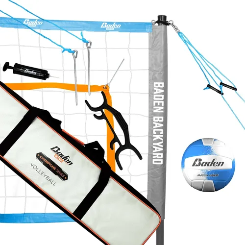 Miniatura 6 de Baden Volleyball Net Set, Volleyball Bag, Adjustable Poles, & Boundary Lines, Portable Volleyball Net for Backyard or Outdoor Activities for Men