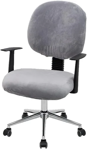Miniatura 7 de ITFRO Funda negra para silla de oficina, de terciopelo, elástica, 2 piezas, funda para silla de escritorio de computadora, funda giratoria universal