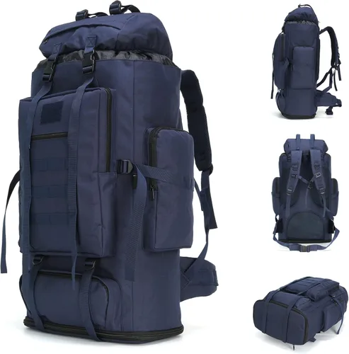 Miniatura 19 de 70L/100L senderismo camping mochila MOLLE mochila impermeable Daypack para viajar, Caqui, Mochila de senderismo 100l