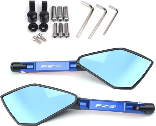 KSHSAA For Yama&ha FZ8 FZ-8 Motorcycle Mirror CNC Side Rearview Blue Anti-glare Mirror Mirrors (Color : Blue)