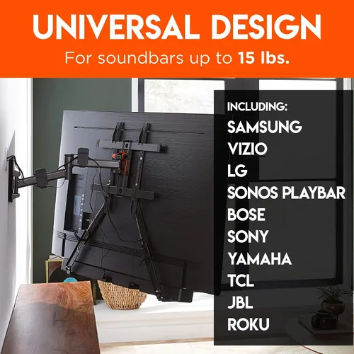 Miniatura 6 de ECHOGEAR Soporte giratorio de pared para TV de movimiento completo y soporte de montaje de barra de sonido, para televisores de hasta 60 pulgadas