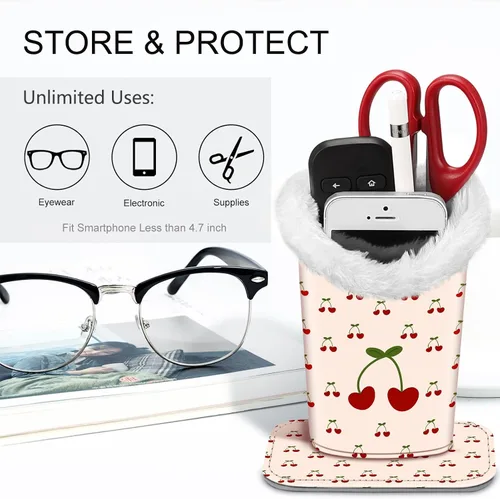 Miniatura 217 de Fintie Soporte para anteojos forrado de felpa con base magnética, estuche de cuero vegano prémium para lentes