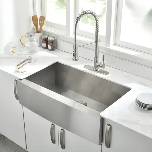 Fregadero de cocina de acero inoxidable de 33 pulgadas con delantal frontal de 33 x 22 pulgadas, fregadero de cocina de acero inoxidable 304 calibre