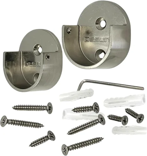 Miniatura 2 de Corte personalizado Hasta 48 pulgadas Barra de armario de níquel satinado resistente 1.260 in de diámetro con soportes extremos a juego