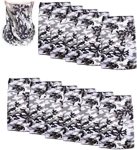 Miniatura 13 de Paquete de 12 polainas para el cuello, bufanda, máscara facial, bandanas para hombres y mujeres, máscara facial, pasamontañas, diademas