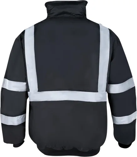 Miniatura 3 de VENDACE Chaquetas de seguridad reflectantes de alta visibilidad para hombres Forro polar de invierno ANSI Clase 1 Chaqueta bomber con capucha Hi Vis