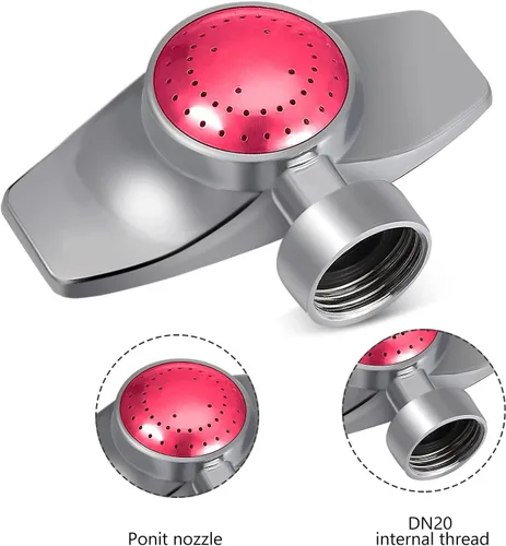 Miniatura 3 de Honoson Rociador de metal con patrón circular de 360 grados para patio con flujo de agua suave, cabezal de rociador ajustable para riego de césped