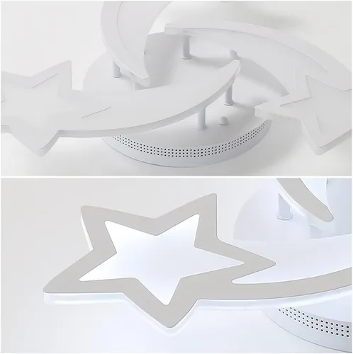 Miniatura 6 de Goeco Lámpara de techo Kidsroom, 3 modos de luz (3000 K/4500 K/6000 K) acrílico blanco cerca del techo, lámpara de techo de dibujos animados