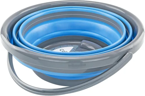 Miniatura 3 de Cubo plegable de silicona plegable de 2.65 galones, contenedor de almacenamiento azul duradero para camping, al aire libre, viajes y uso doméstico