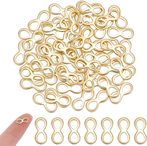 Miniatura 10 de UNICRAFTALE Colgante de infinito chapado en oro de 18 quilates a granel, mini enlace de conector de acero inoxidable para hacer joyas, collares