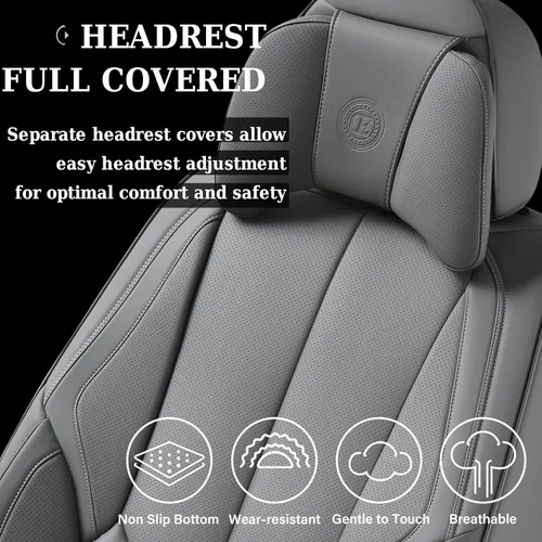 Miniatura 8 de Coverado Juego completo de fundas universales para asiento de automóvil, 5 asientos universales para automóviles, fundas impermeables de piel