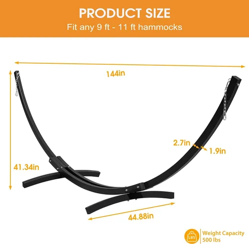 Miniatura 4 de Lazy Daze Hammocks Soporte de hamaca de arco de acero resistente de 12 pies con mosquetón y cadena, soporte curvado resistente a la intemperie