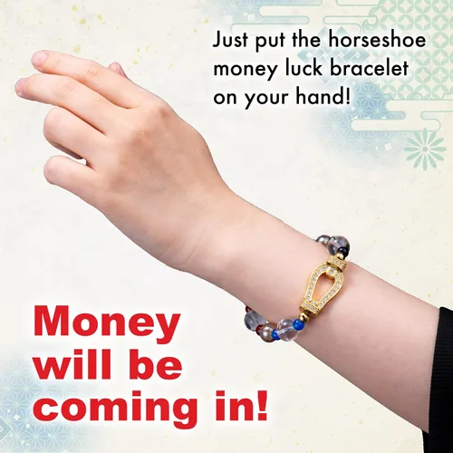 Miniatura 6 de herradura dinero suerte pulsera japonés feng shui estiramiento hombres mujeres unisex guardián deidades magnífico fresco regalo casual, Cristal