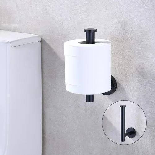 Miniatura 3 de TASTOS Soporte de papel higiénico negro mate SUS304 de acero inoxidable, moderno soporte redondo para rollos de papel higiénico, soporte de pared