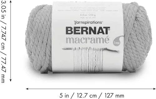 Miniatura 9 de Bernat - Hilo para macramé color negro, paquete de 3 de 250 g/8.8 oz - Algodón - #6 súper esponjoso - Tejido de punto, ganchillo y manualidades