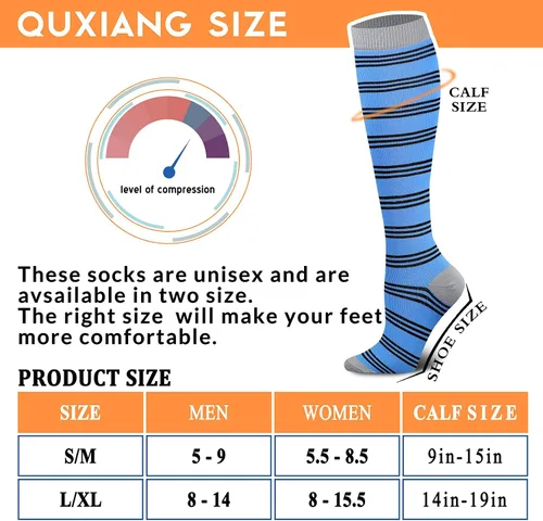 Miniatura 7 de QUXIANG Calcetines de compresión para mujeres y hombres de 15 a 20 mmHg, ideales para médicos, enfermería, correr, atletismo, venas varicosas, viajes