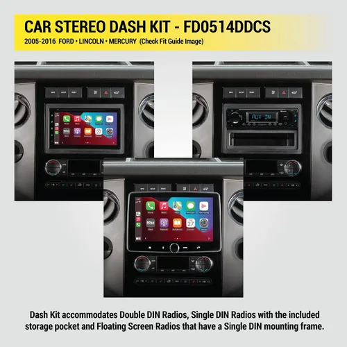 Miniatura 4 de Scosche FD0514DDCS - Kit de instalación de radio doble DIN para salpicadero compatible con vehículos Ford seleccionados, Lincoln o Mercury 2005-16