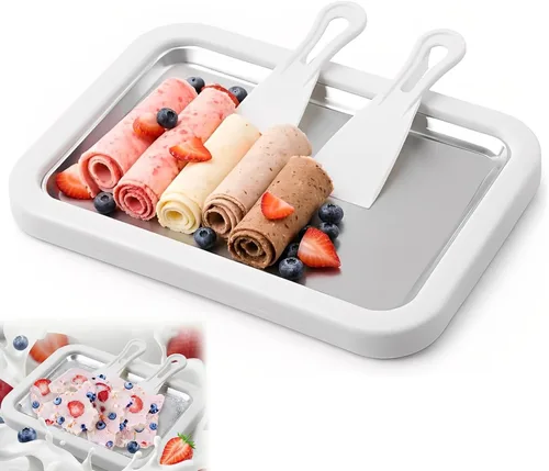 Máquina para hacer helados enrollados, kit para hacer helados en casa, máquina de helado instantáneo, bandeja de helado enrollada casera, actividad
