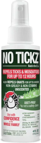 Repelente de garrapatas sin garrapatas con 20% de picaridina, protección de 12 horas contra garrapatas y mosquitos, fórmula no grasa, fabricado en