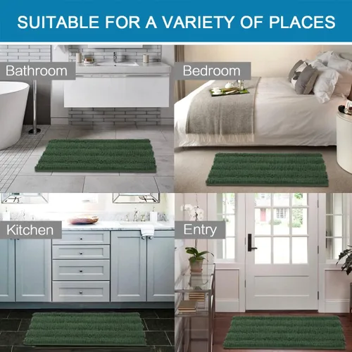 Miniatura 134 de H.VERSAILTEX Alfombras de baño para cuarto de baño, antideslizantes, tapetes de baño extragruesos, de felpilla, a rayas, alfombra de 20" x 32