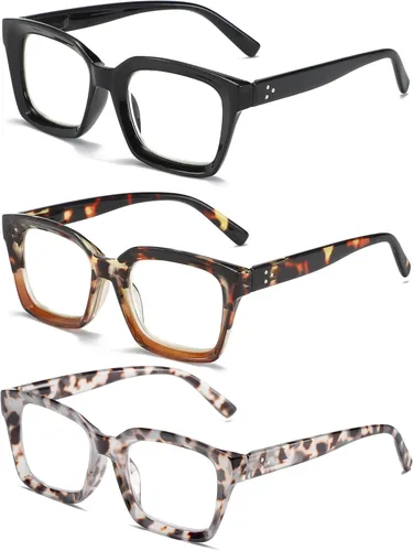 Miniatura 7 de Lentes de lectura cuadrados de estilo moderno con bisagra de resorte, bloqueo de luz azul para hombres y mujeres