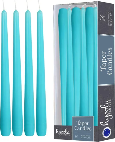Miniatura 10 de Hyoola Tall Taper Candles - Vela de cena turquesa sin goteo de 10 pulgadas, sin perfume, cera de parafina con mechas de algodón, 8 horas de tiempo