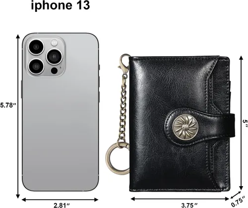 Miniatura 2 de Travelambo Rfid Wallet Mujeres Cuero Bifold Compacto Pequeña Cartera para Mujeres, Negro -, Compacto