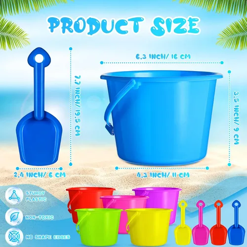 Miniatura 2 de Junkin 36 juegos de juguetes de arena de playa a granel, incluye pala de arena con cubo de 6.3 pulgadas, pala de playa, cubos de plástico y cubos