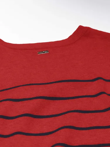 Miniatura 6 de Nautica Suéter de manga larga para mujer, 100% algodón, a rayas, cuello redondo