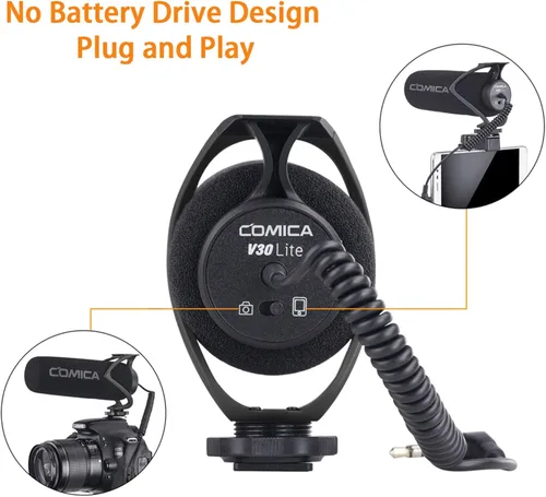 Miniatura 2 de COMICA CVM-V30 LITE Micrófono de video, micrófono de cámara de condensador supercardioide de escopeta para cámaras Canon Nikon Sony Panasonic DSLR
