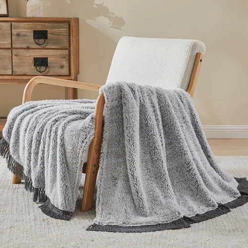 Miniatura 24 de EMME Manta de Forro Polar Sherpa Suave Reversible de Felpa Esponjosa Grande, Manta Bohemia Decorativa Cálida y Ligera para Sofá, Sillón, Dormitorio
