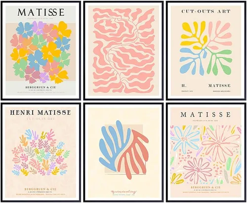 Matisse - Juego de pósteres de pared y decoración, impresiones abstractas minimalistas de 8 x 10 pulgadas, regalos modernos de mediados de siglo,