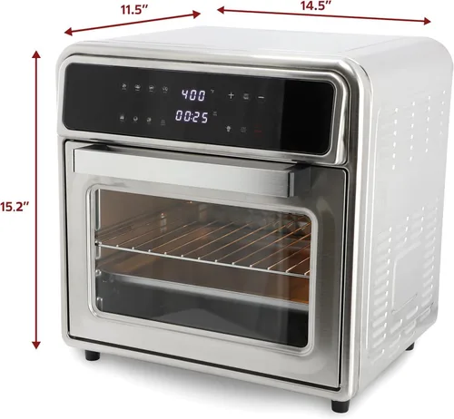 Miniatura 6 de Horno freidora de aire digital de acero inoxidable de 21.13 cuartos de galón, horno de convección multifunción con 4 elementos calefactores