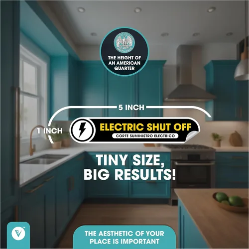 Miniatura 3 de Juego de 2 calcomanías de cierre eléctrico bilingüe, calcomanías de vinilo mate, impermeables, a prueba de arañazos y resistentes a los rayos UV
