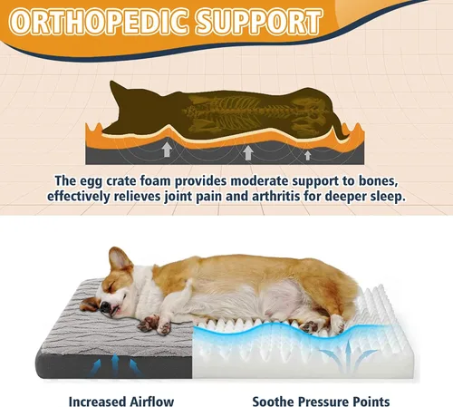 Miniatura 2 de Cama ortopédica para perros, impermeable y lavable a máquina, cama de felpa para mascotas con parte inferior antideslizante, colchón de espuma