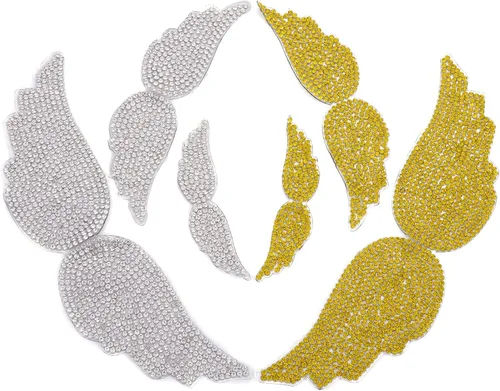 Miniatura 7 de Craftdady 12 parches de diamantes de imitación para planchar con alas de ángel de cristal, apliques Hotfix para ropa, bolsos, jeans, chaquetas