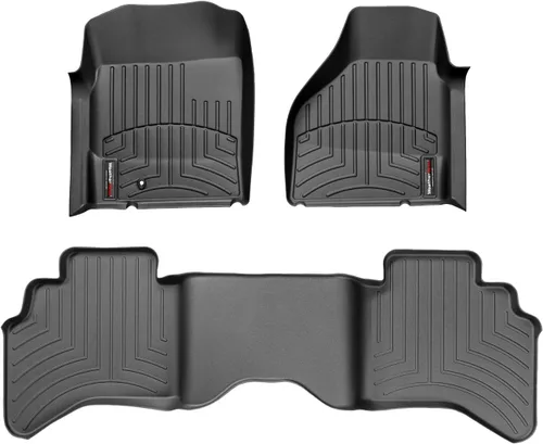 WeatherTech Alfombrillas de Ajuste Personalizado para Dodge Ram Truck 1500, Ram Truck 2500/3500 Quad Cab - 1ª y 2ª Fila (440121-440042), Negro